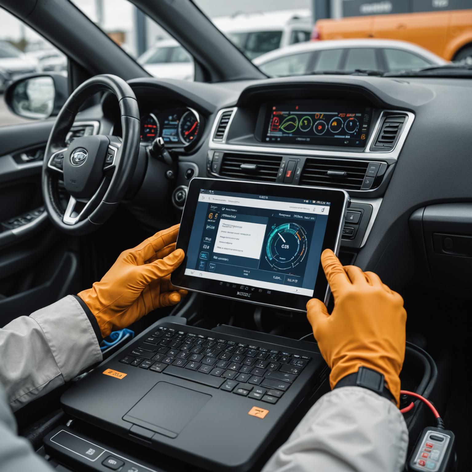 Technician running an OBD-II diagnostic scan